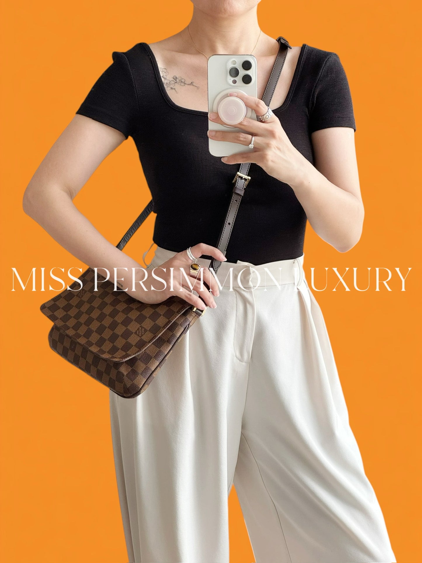 Louis Vuitton Vintage Damier Musette Tango Shoulder Crossbody Bag