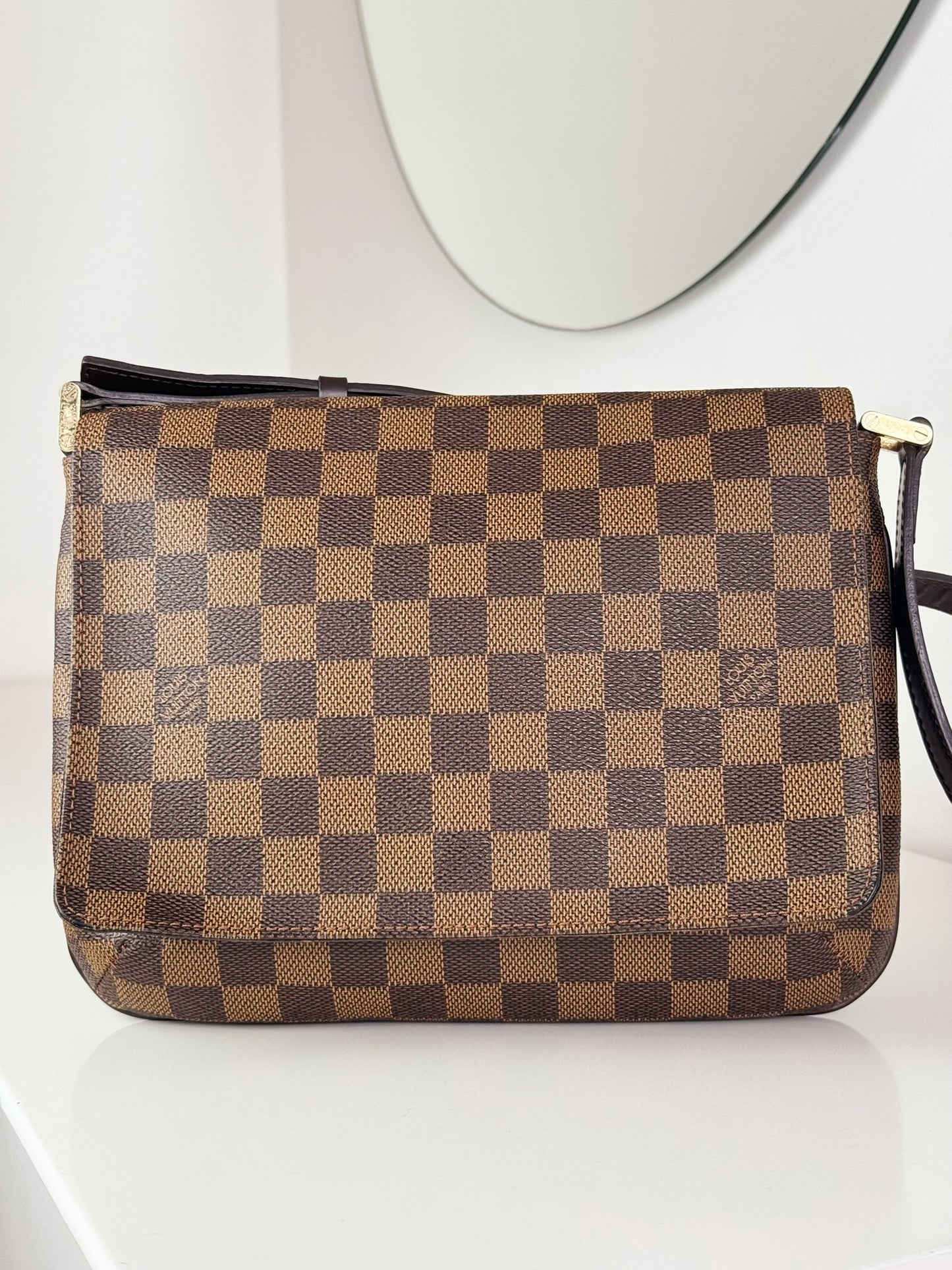 Louis Vuitton Vintage Damier Musette Tango Shoulder Crossbody Bag