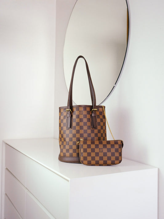 Louis Vuitton Vintage Damier Marais Bucket Tote Shoulder Bag
