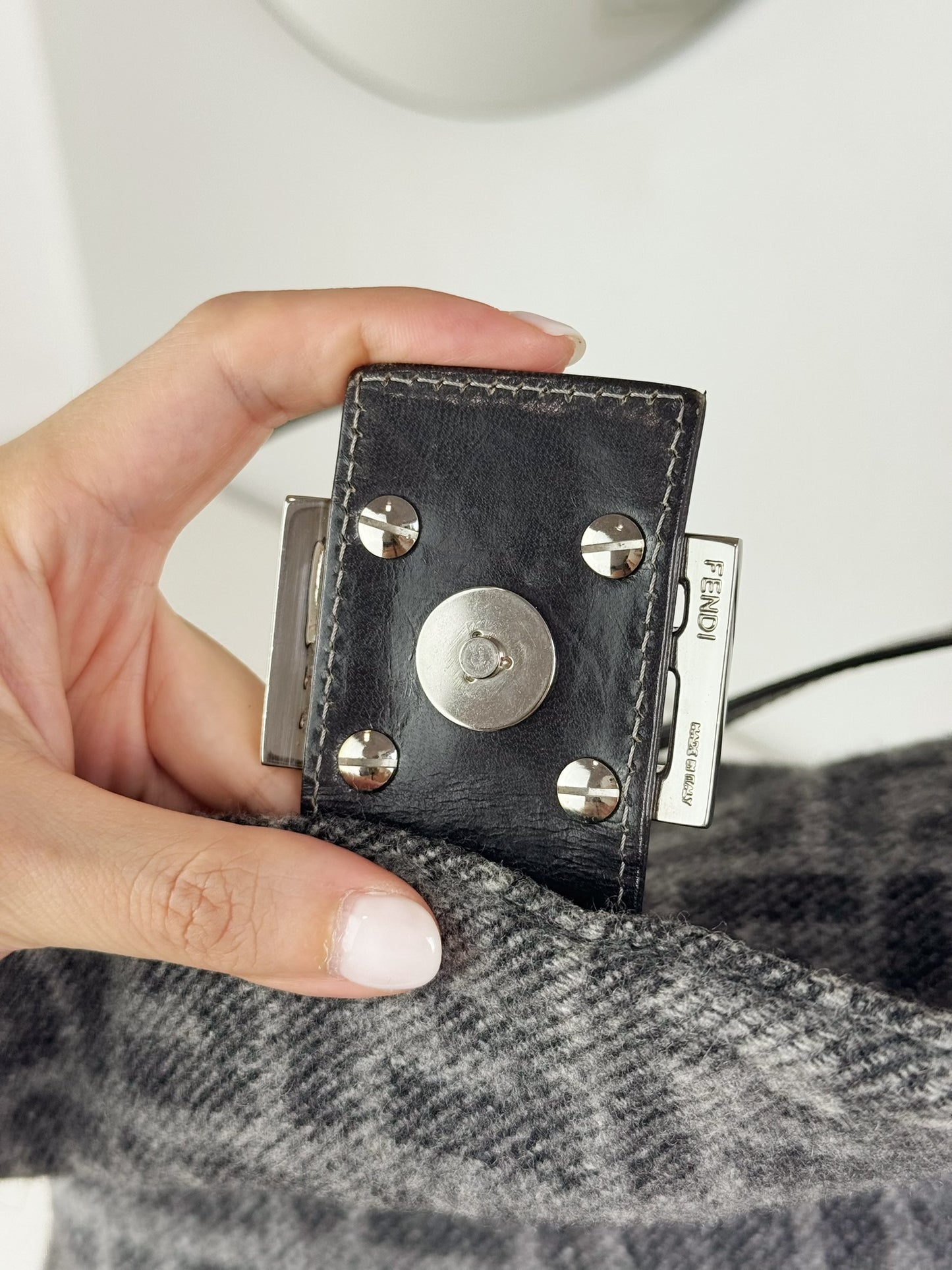 Fendi Vintage Wool Zucca Mamma Baguette Shoulder Bag