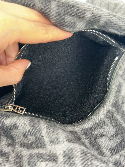 Fendi Vintage Wool Zucca Mamma Baguette Shoulder Bag