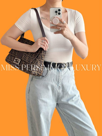 Fendi Vintage Zucca Mamma Baguette Shoulder Bag