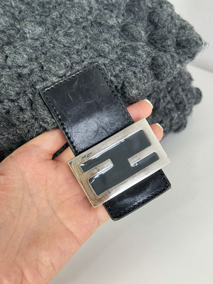 Fendi Vintage Knit Wool Mamma Baguette Shoulder Bag