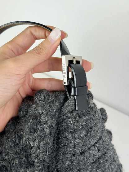 Fendi Vintage Knit Wool Mamma Baguette Shoulder Bag