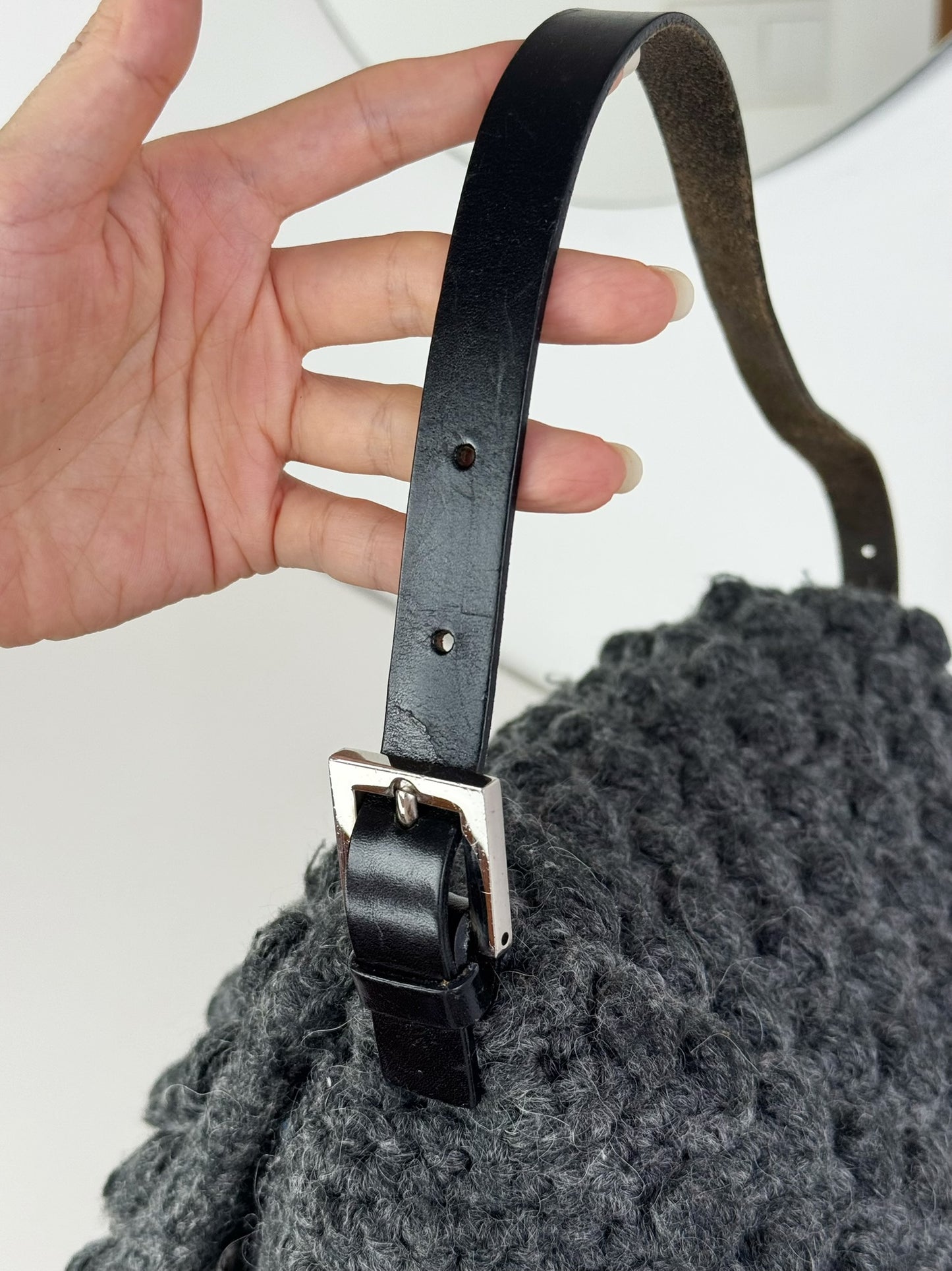 Fendi Vintage Knit Wool Mamma Baguette Shoulder Bag