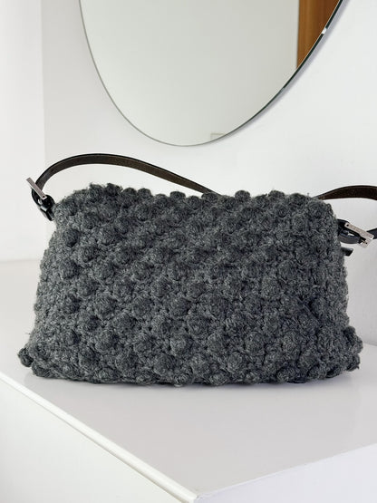 Fendi Vintage Knit Wool Mamma Baguette Shoulder Bag