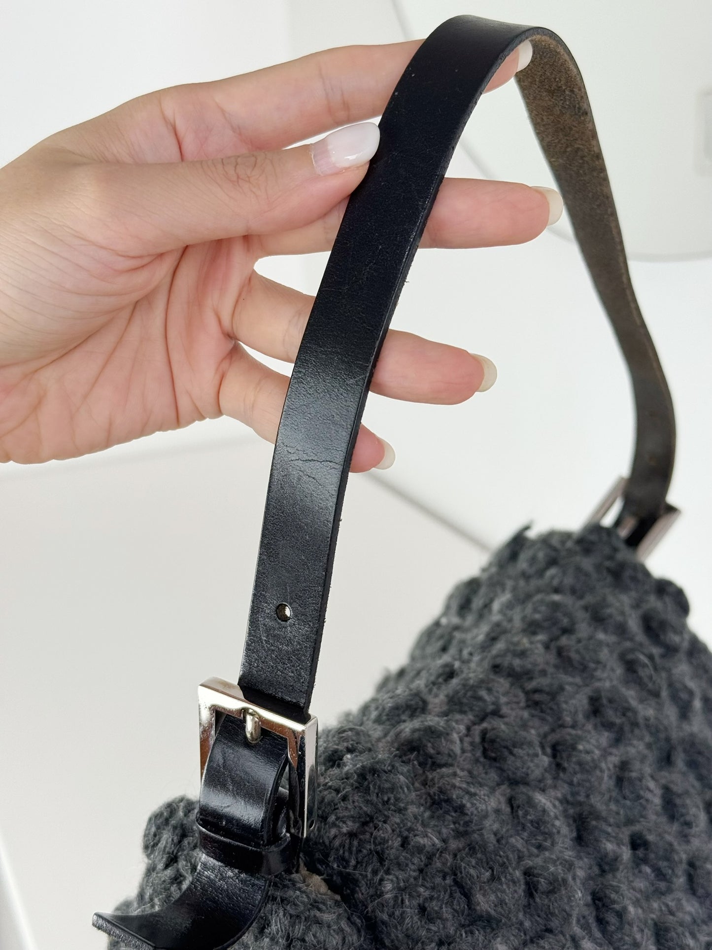 Fendi Vintage Knit Wool Mamma Baguette Shoulder Bag