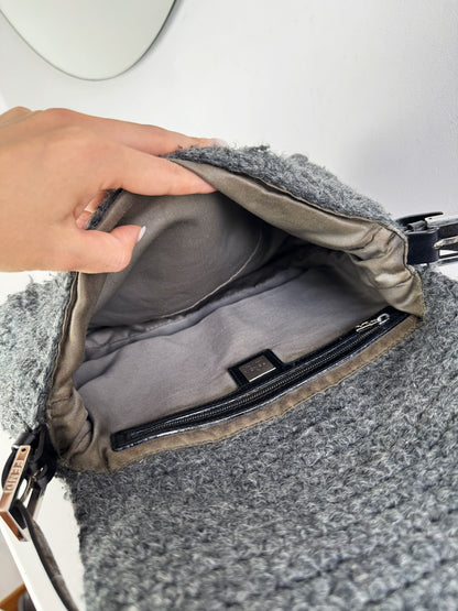 Fendi Vintage Knit Wool Mamma Baguette Shoulder Bag