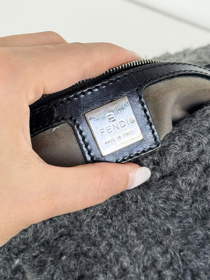 Fendi Vintage Knit Wool Mamma Baguette Shoulder Bag