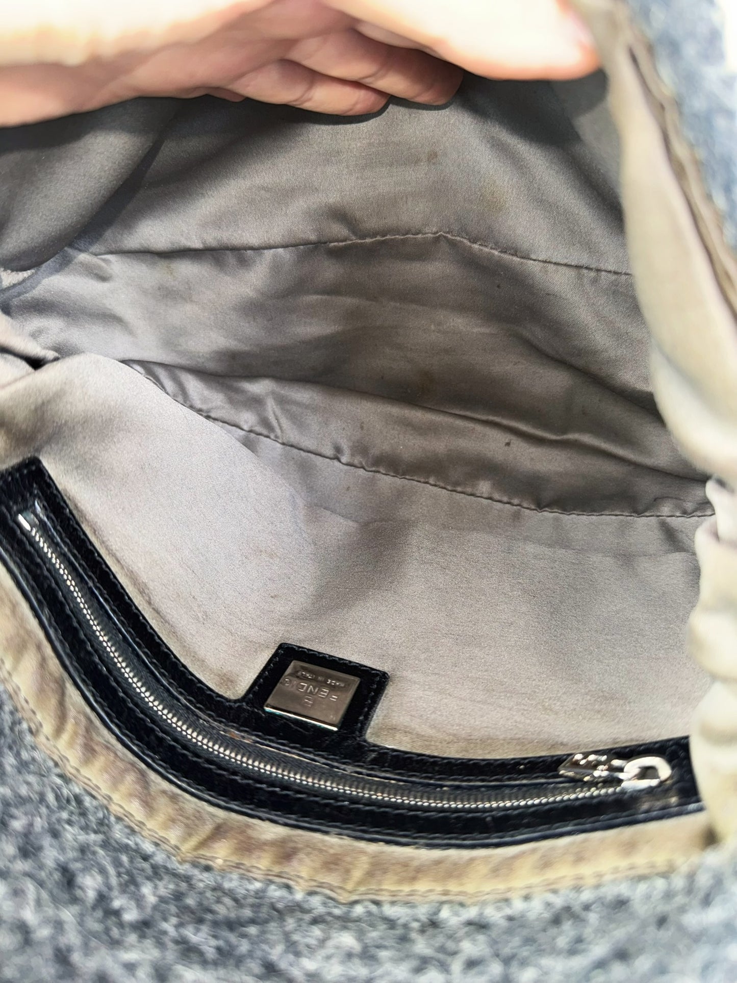 Fendi Vintage Knit Wool Mamma Baguette Shoulder Bag