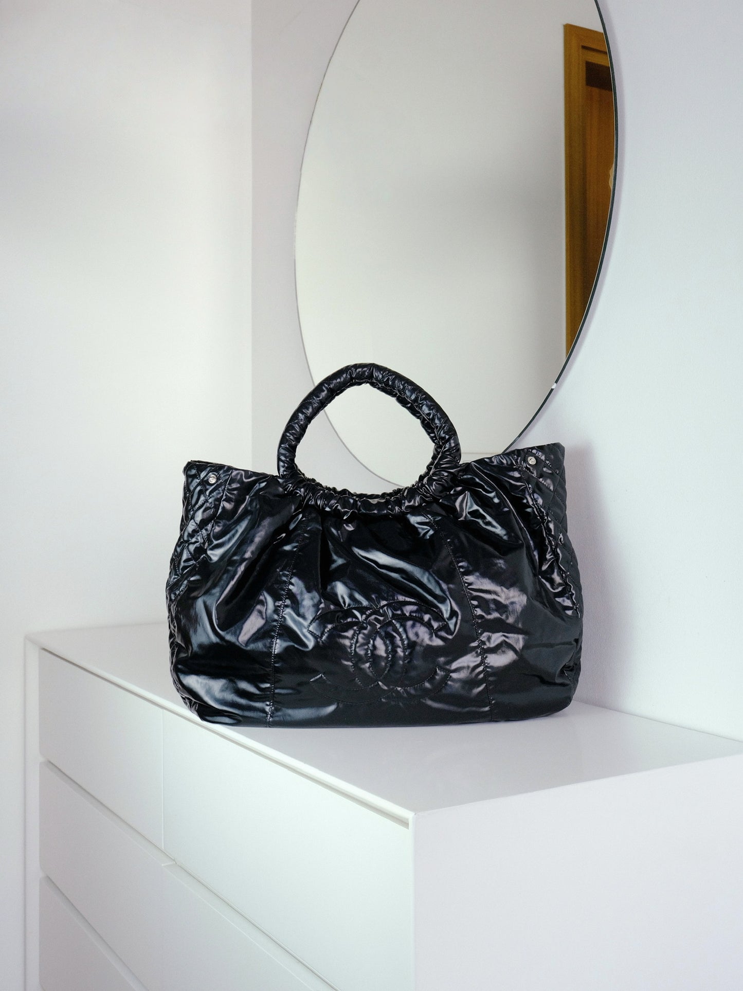 Chanel Vintage Nylon Hobo Tote Shoulder Bag