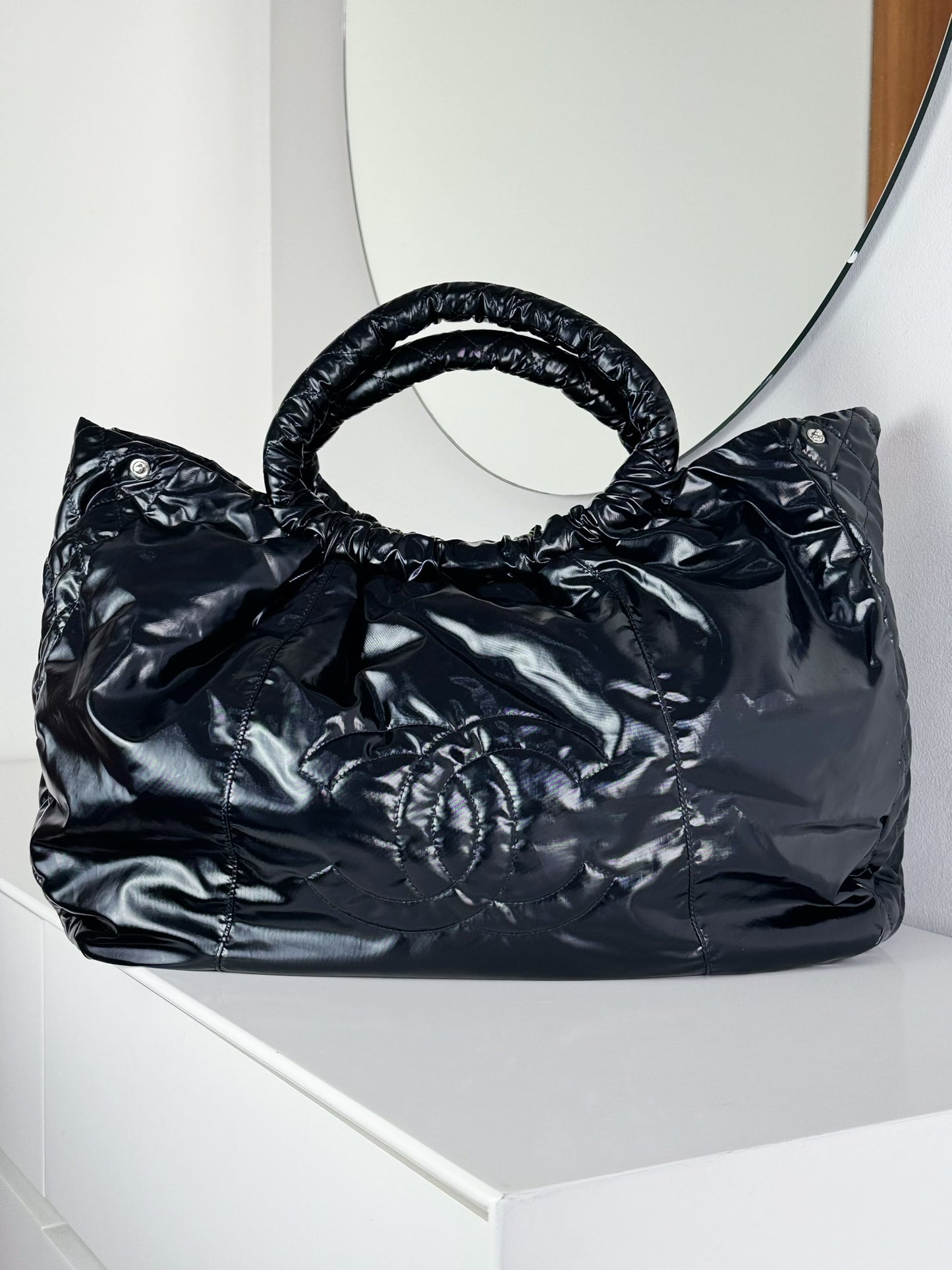 Chanel Vintage Nylon Hobo Tote Shoulder Bag