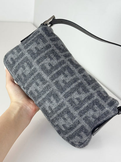 Fendi Vintage Zucca Wool Baguette Shoulder Bag