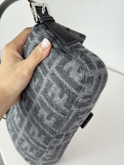 Fendi Vintage Zucca Wool Baguette Shoulder Bag