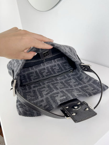 Fendi Vintage Zucca Wool Baguette Shoulder Bag