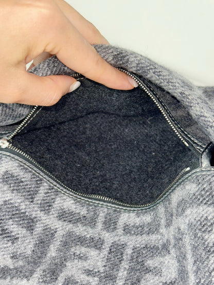Fendi Vintage Zucca Wool Baguette Shoulder Bag