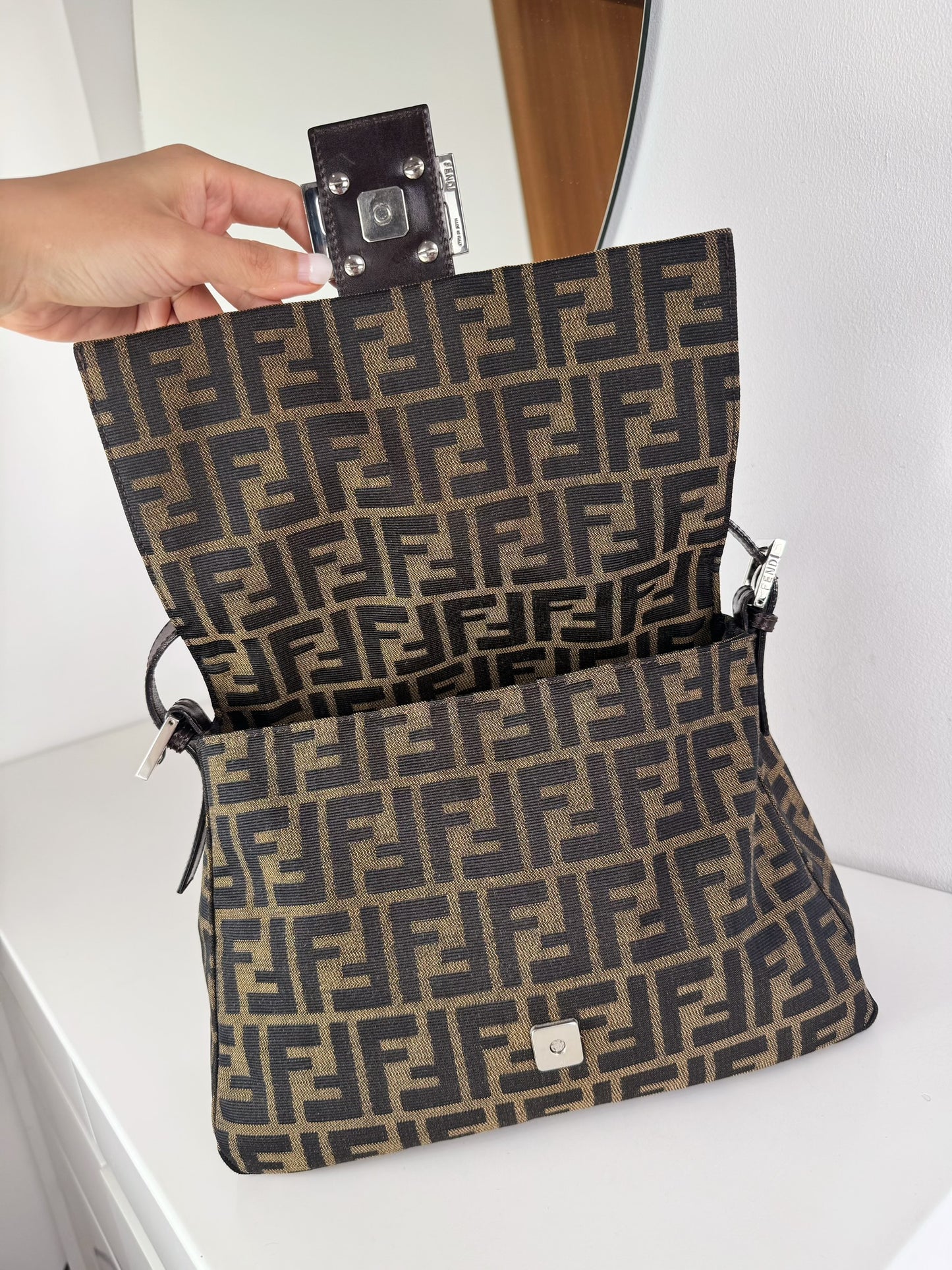 Fendi Vintage Zucca Mamma Baguette Shoulder Bag