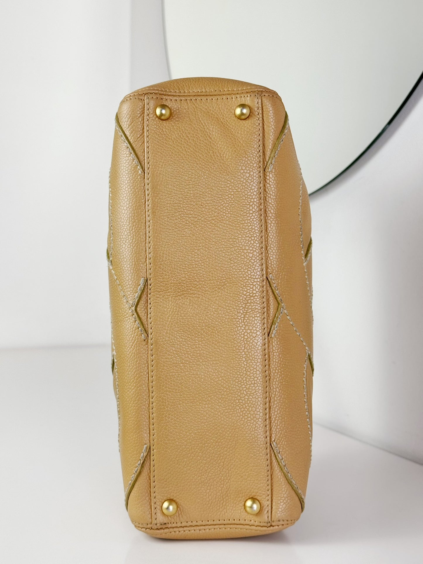 Chanel Vintage Beige Caviar Shoulder Bag