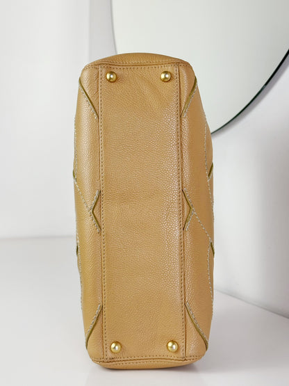 Chanel Vintage Beige Caviar Shoulder Bag