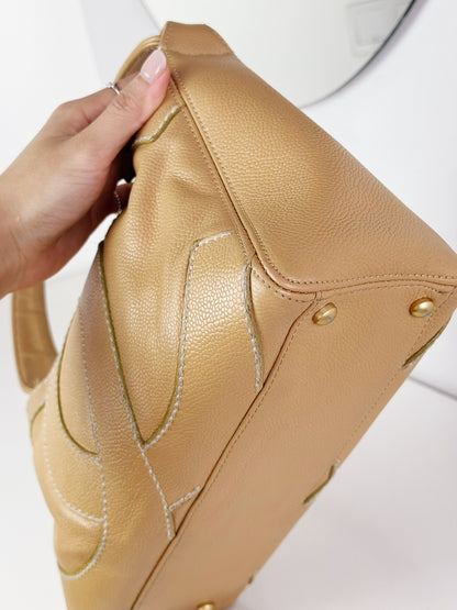 Chanel Vintage Beige Caviar Shoulder Bag
