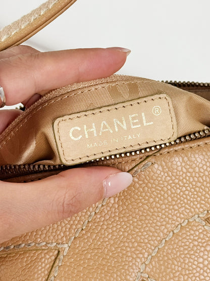 Chanel Vintage Beige Caviar Shoulder Bag