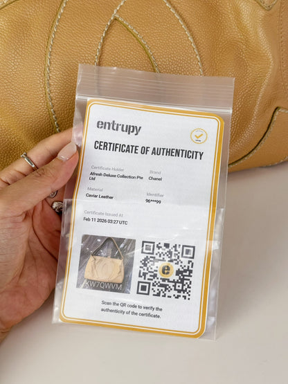 Chanel Vintage Beige Caviar Shoulder Bag