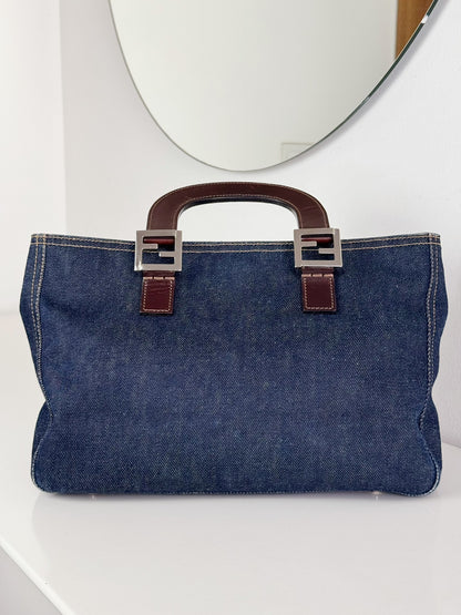 Fendi Vintage Denim Top Handle Tote Bag