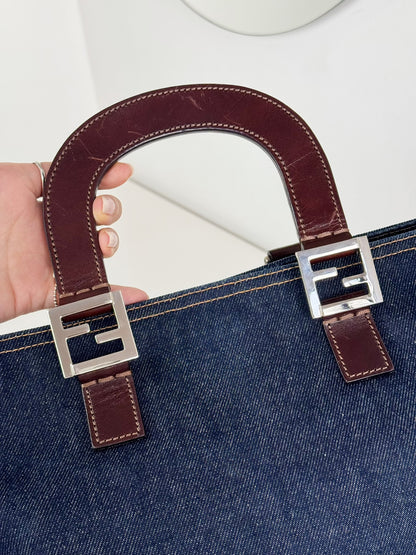 Fendi Vintage Denim Top Handle Tote Bag