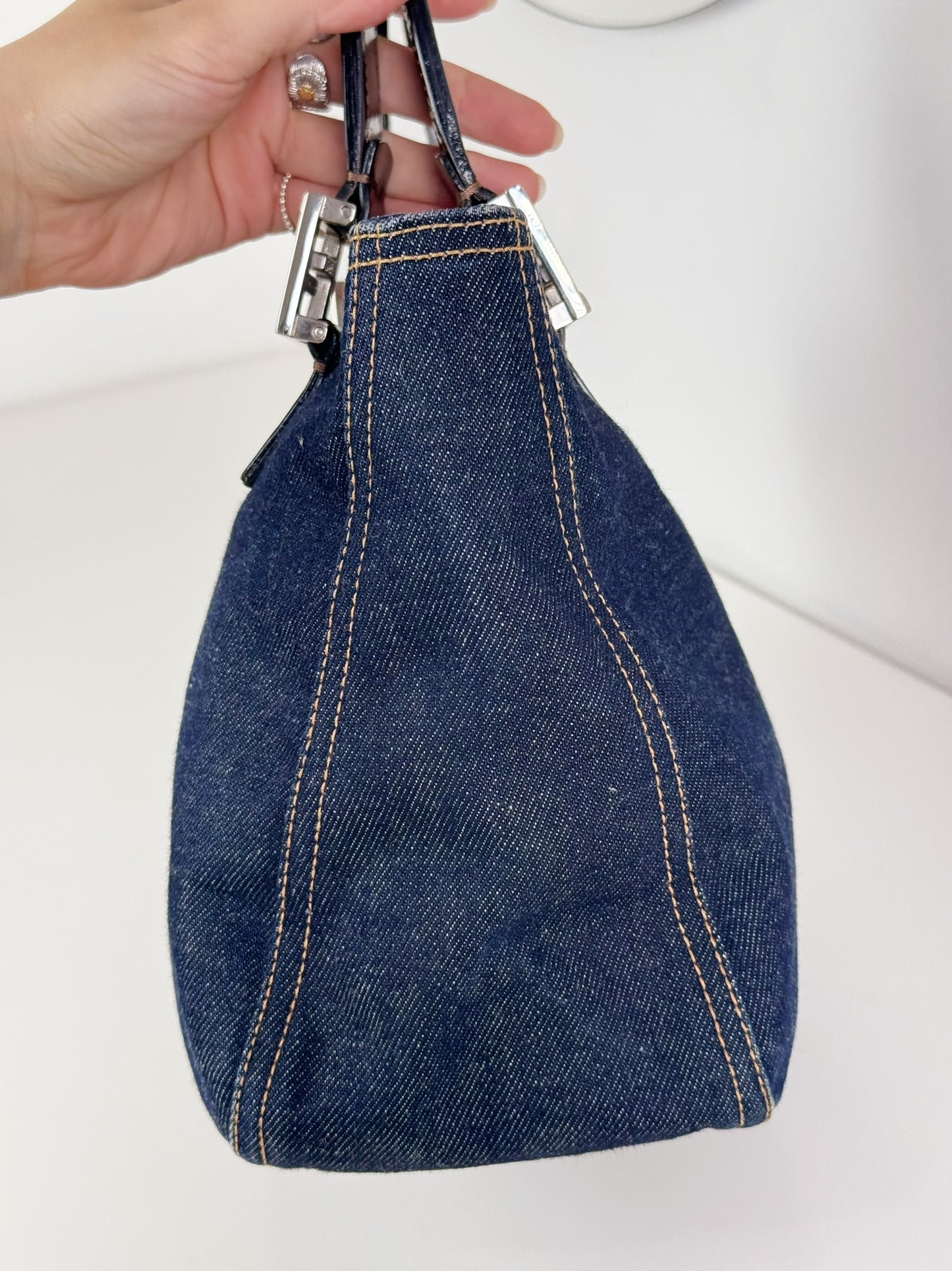 Fendi Vintage Denim Top Handle Tote Bag