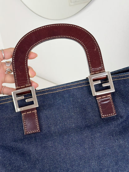 Fendi Vintage Denim Top Handle Tote Bag