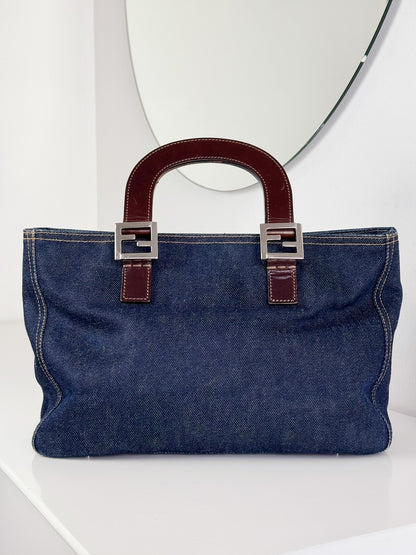 Fendi Vintage Denim Top Handle Tote Bag
