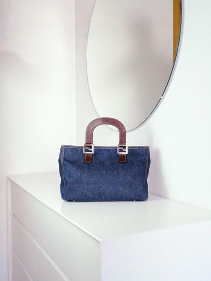 Fendi Vintage Denim Top Handle Tote Bag