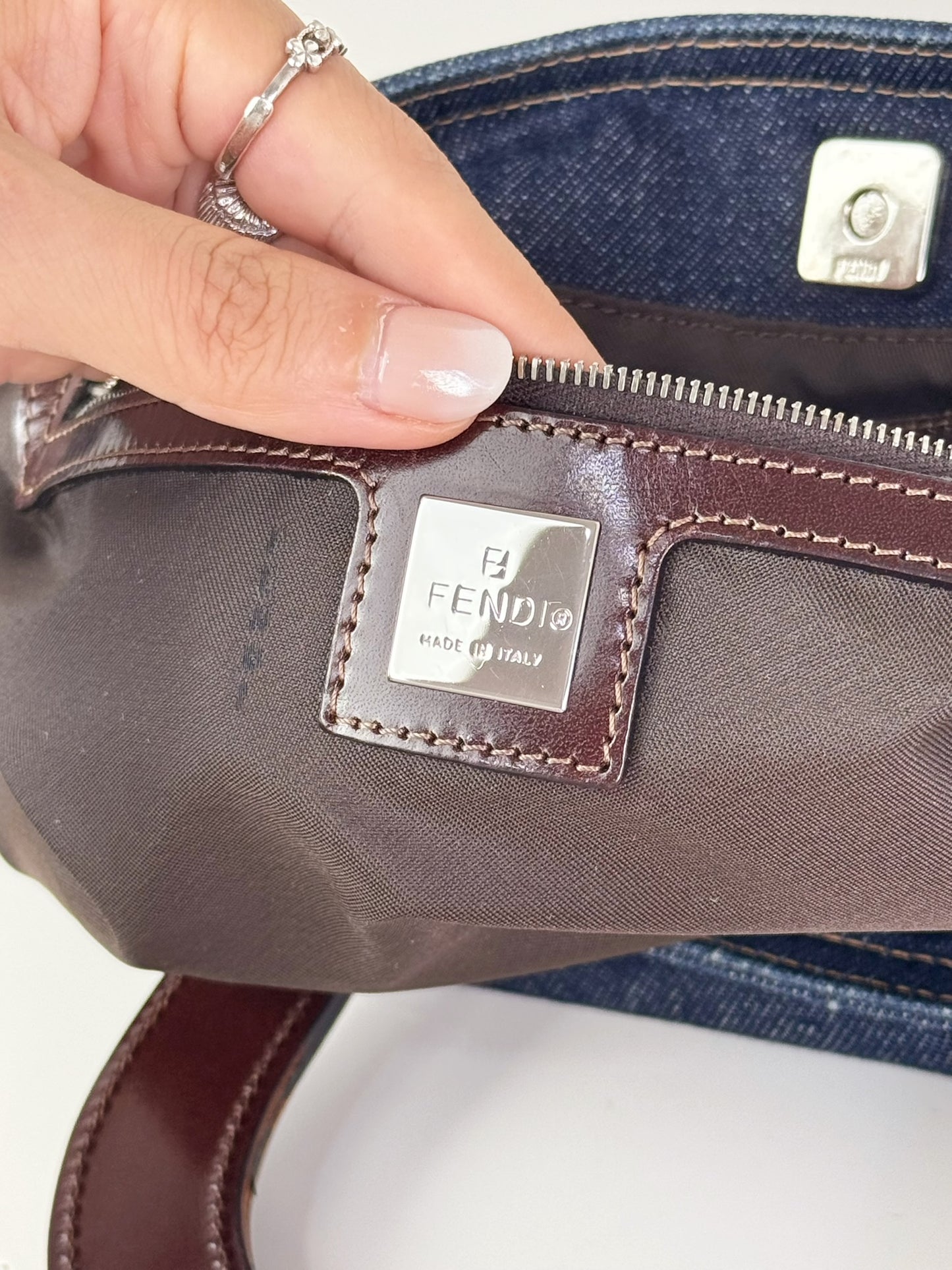 Fendi Vintage Denim Top Handle Tote Bag