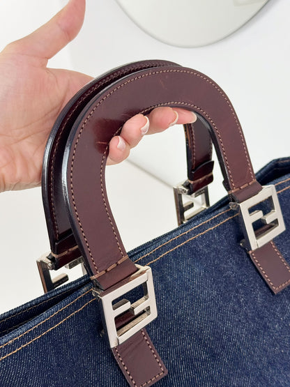 Fendi Vintage Denim Top Handle Tote Bag
