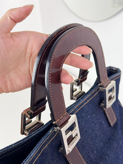 Fendi Vintage Denim Top Handle Tote Bag