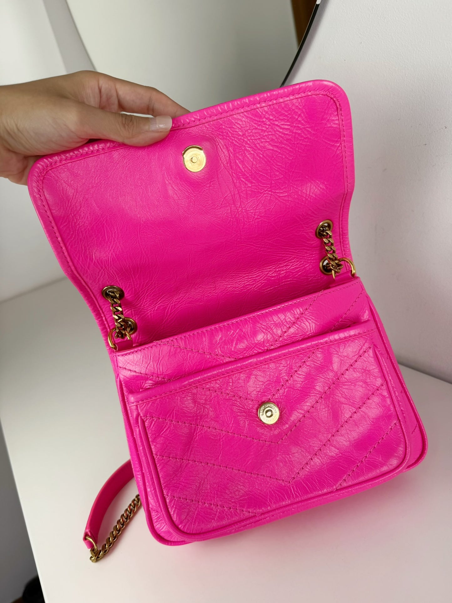 Yves Saint Laurent YSL Pink Nikki Baby Shoulder Crossbody Bag