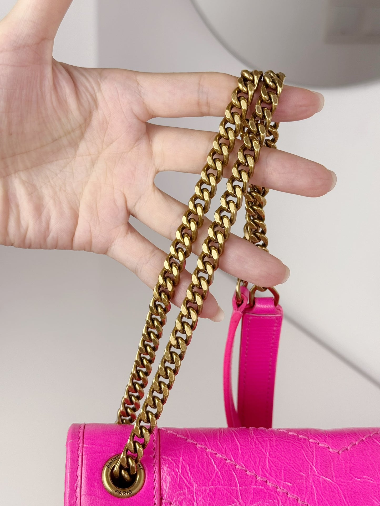 Yves Saint Laurent YSL Pink Nikki Baby Shoulder Crossbody Bag