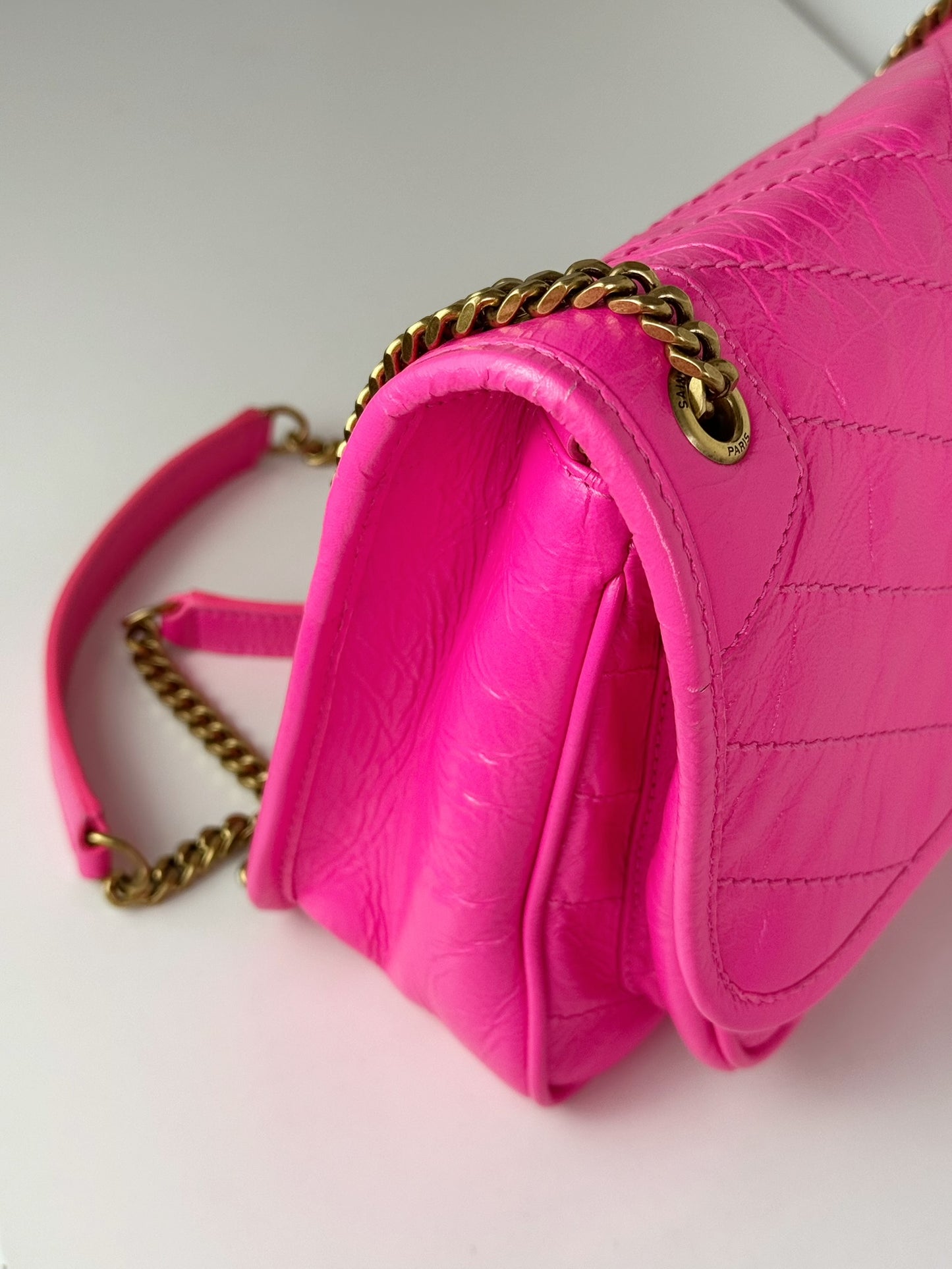 Yves Saint Laurent YSL Pink Nikki Baby Shoulder Crossbody Bag