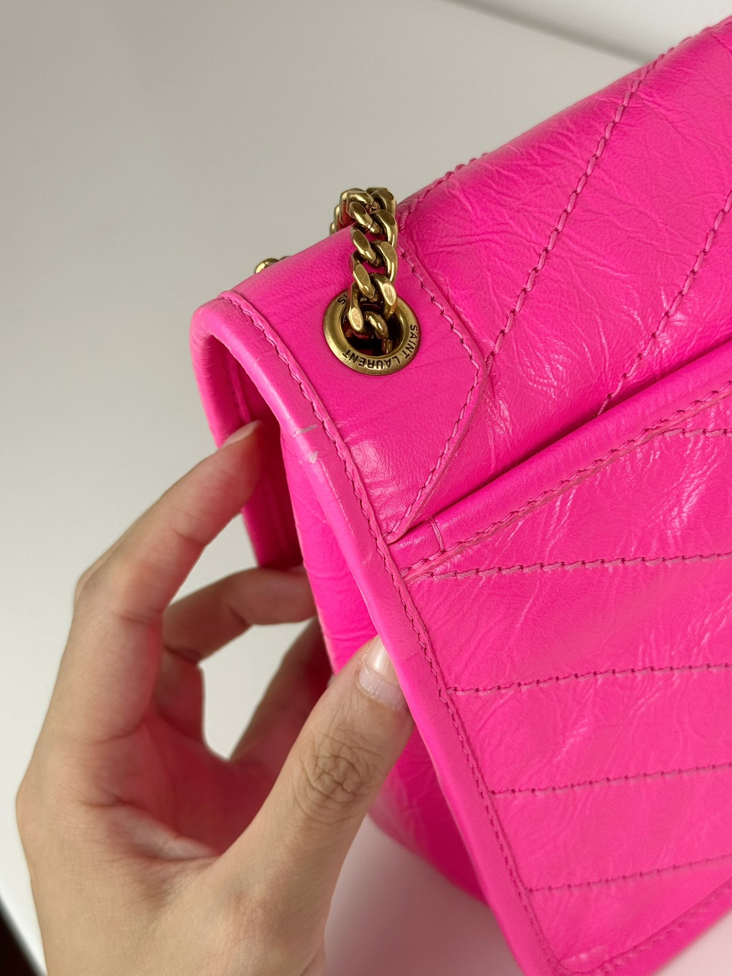 Yves Saint Laurent YSL Pink Nikki Baby Shoulder Crossbody Bag