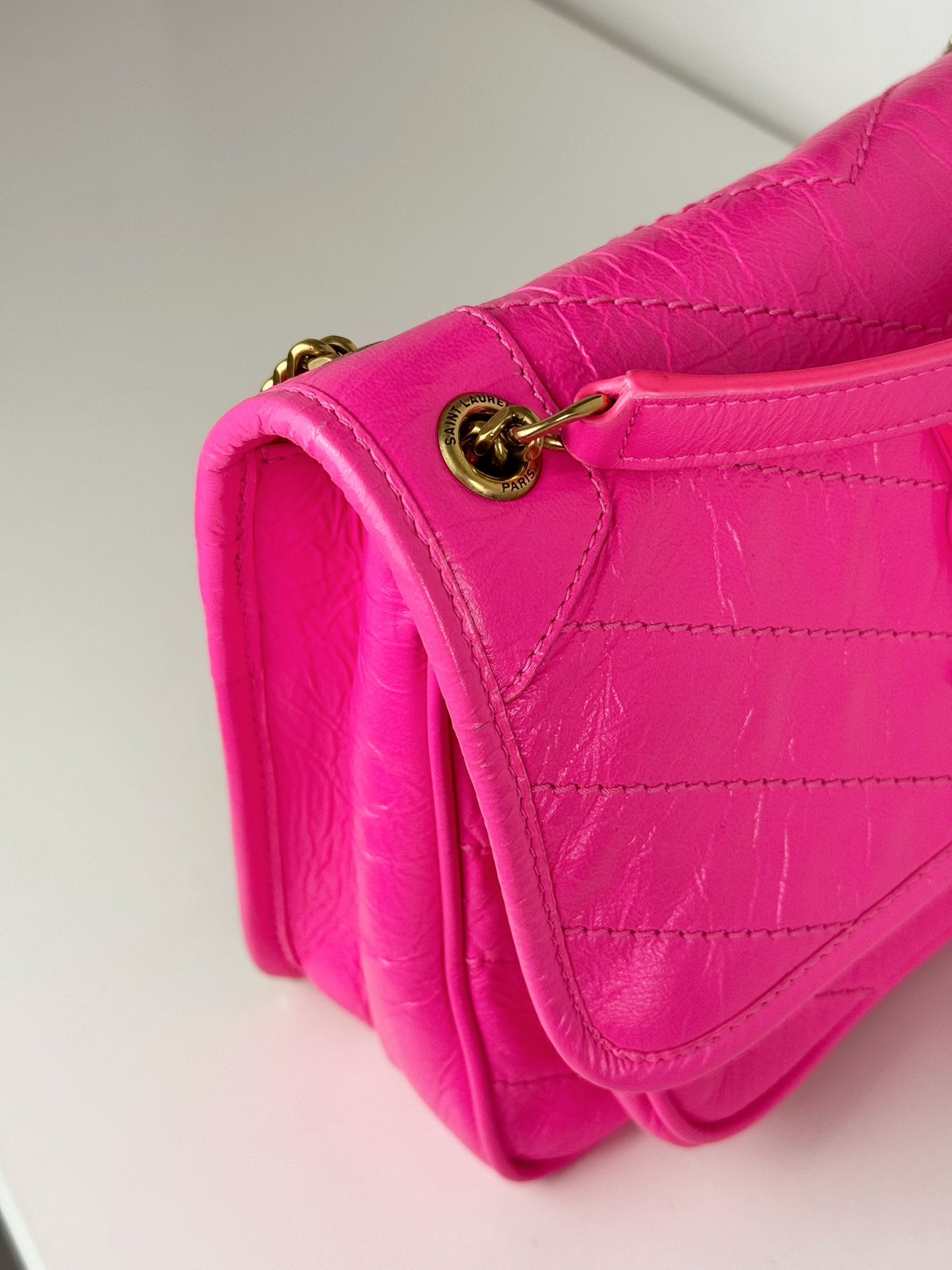 Yves Saint Laurent YSL Pink Nikki Baby Shoulder Crossbody Bag