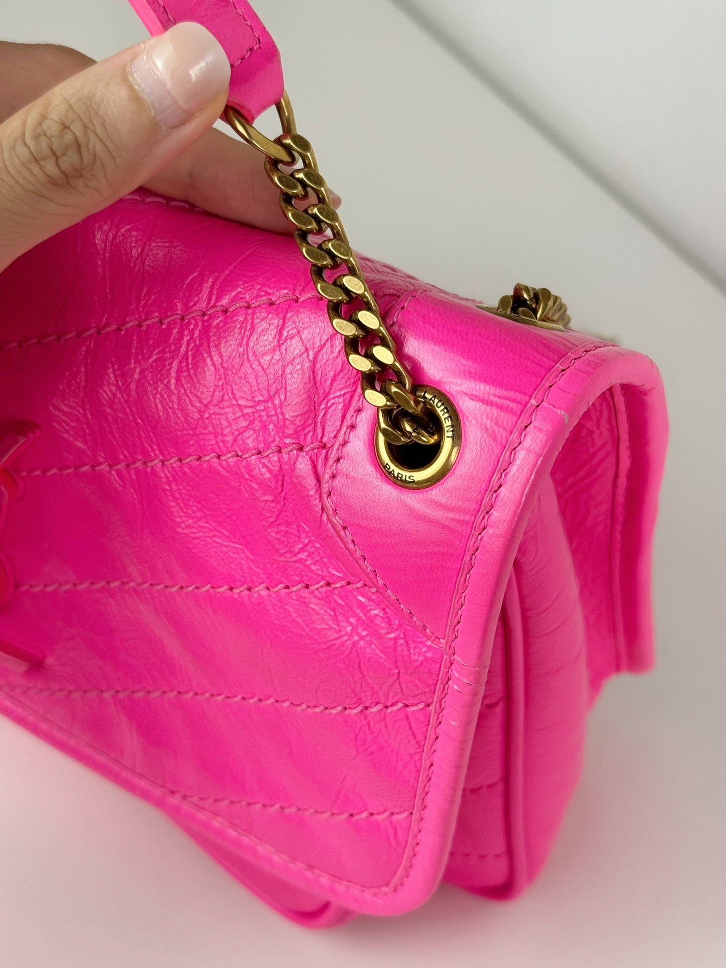 Yves Saint Laurent YSL Pink Nikki Baby Shoulder Crossbody Bag