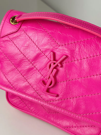 Yves Saint Laurent YSL Pink Nikki Baby Shoulder Crossbody Bag