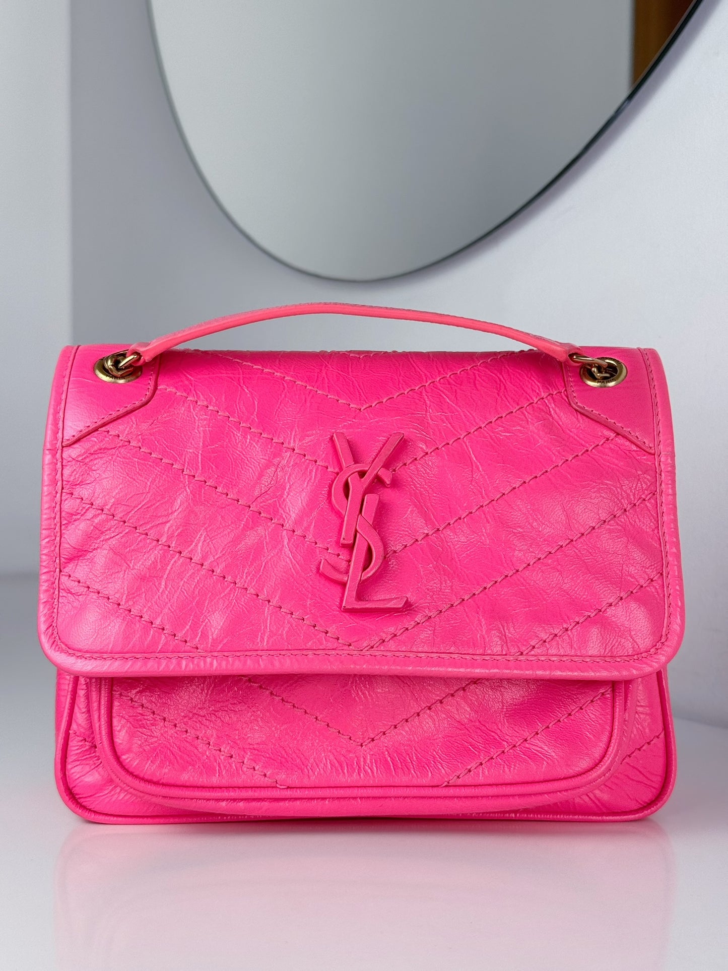 Yves Saint Laurent YSL Pink Nikki Baby Shoulder Crossbody Bag