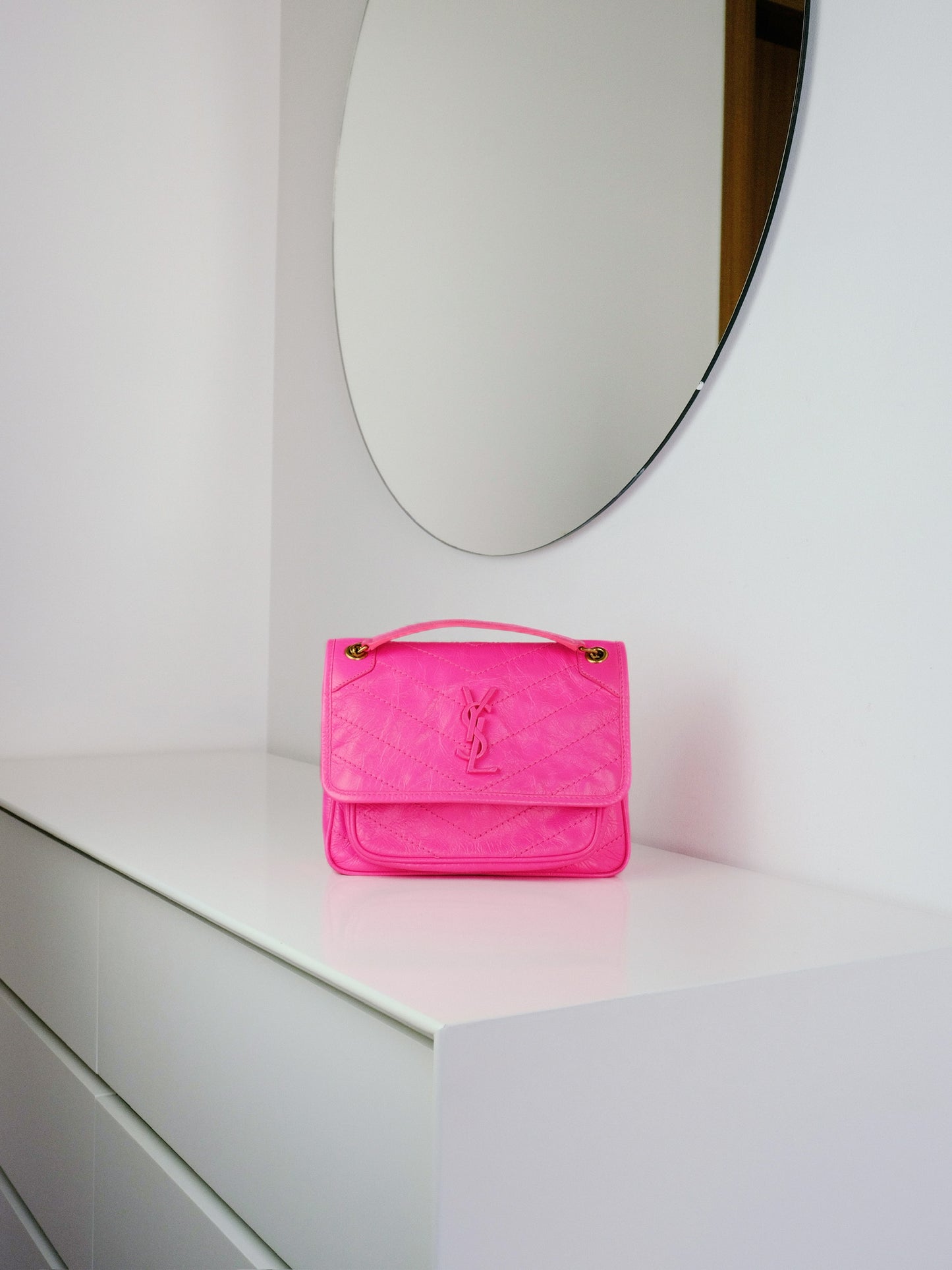 Yves Saint Laurent YSL Pink Nikki Baby Shoulder Crossbody Bag