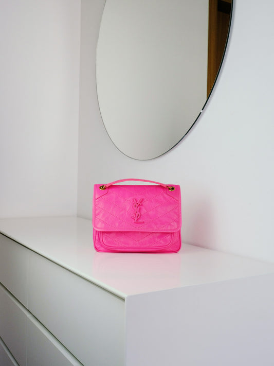 Yves Saint Laurent YSL Pink Nikki Baby Shoulder Crossbody Bag