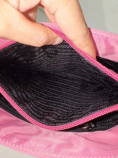 Prada Vintage Pink Nylon Shoulder Tote Bag