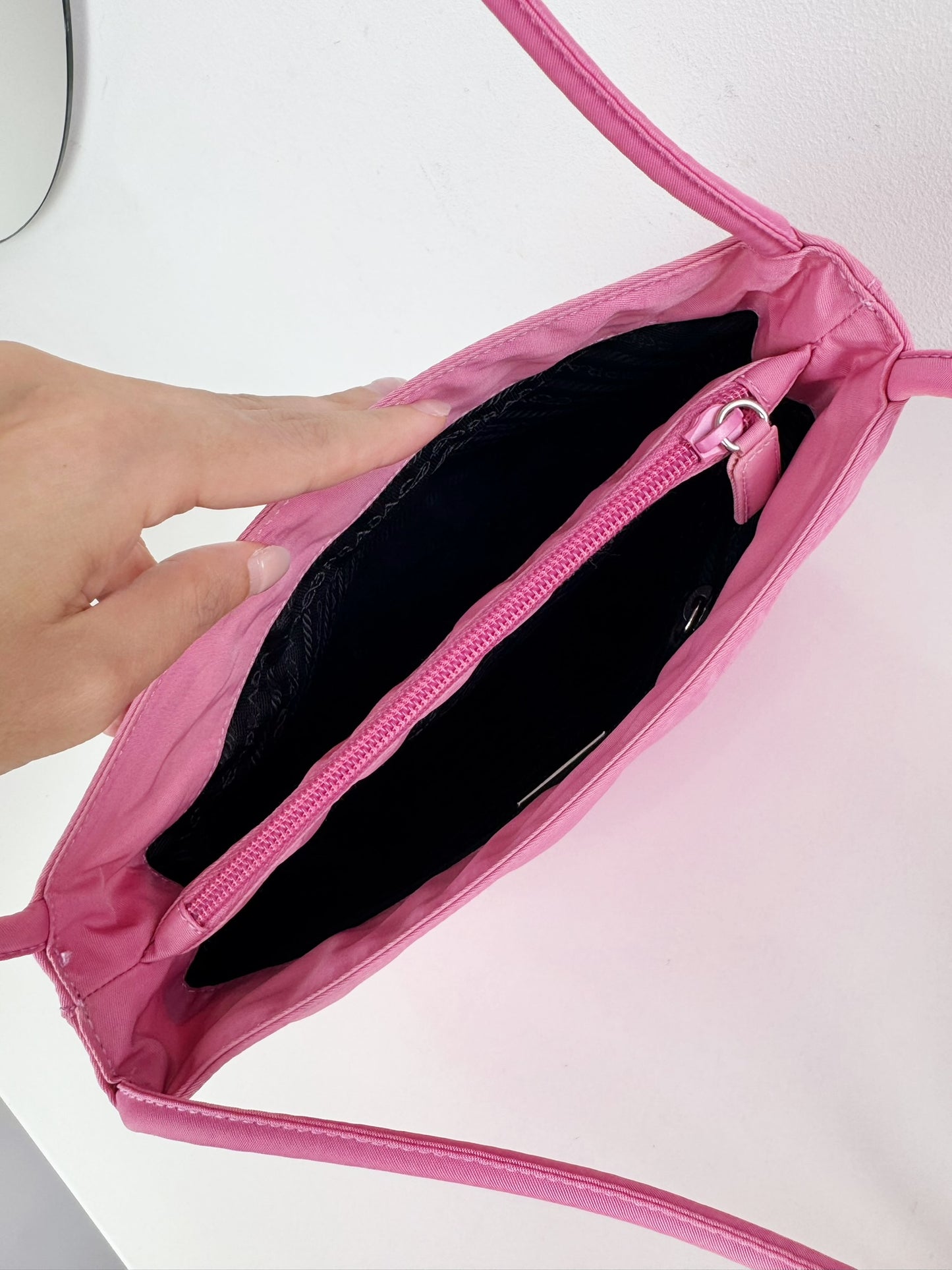 Prada Vintage Pink Nylon Shoulder Tote Bag