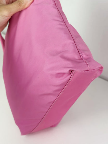 Prada Vintage Pink Nylon Shoulder Tote Bag