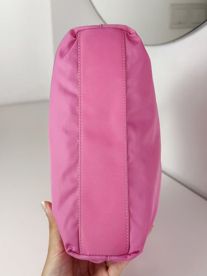 Prada Vintage Pink Nylon Shoulder Tote Bag