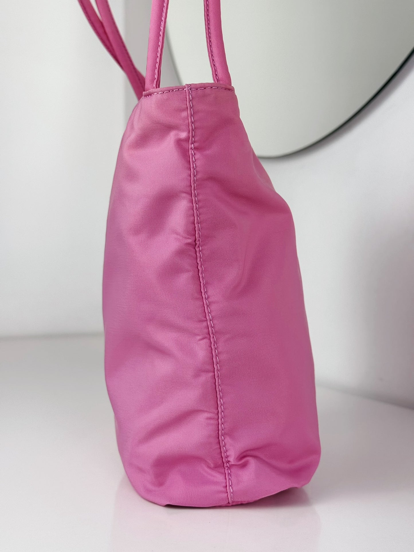 Prada Vintage Pink Nylon Shoulder Tote Bag